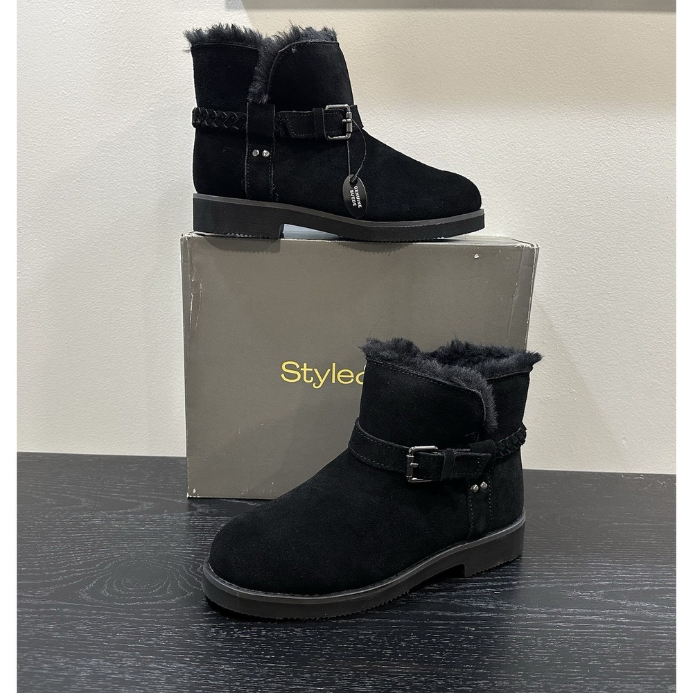 Style & Co. Womens KORRI Faux Fur Lined Buckle Winter & Snow Boots, Black, sz 8M